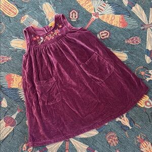 April Cornell Girl’s Purple Velvet Sleeveless Dress with Floral Embroidery 11/12